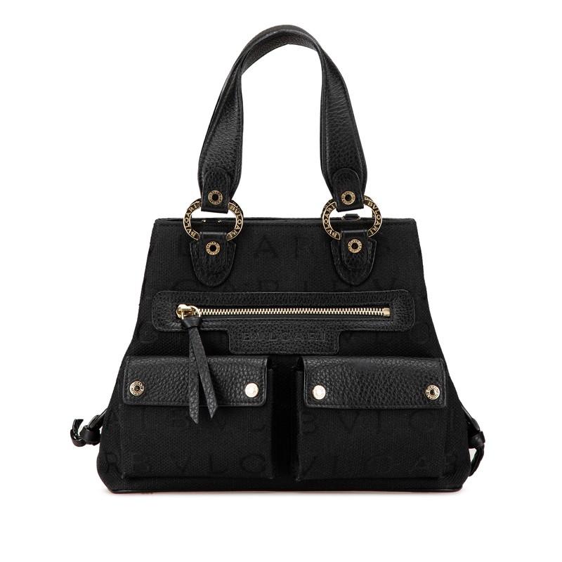 BVLGARI（ブルガリ） モノグラム ロゴマニア ハンドバッグ ブラック