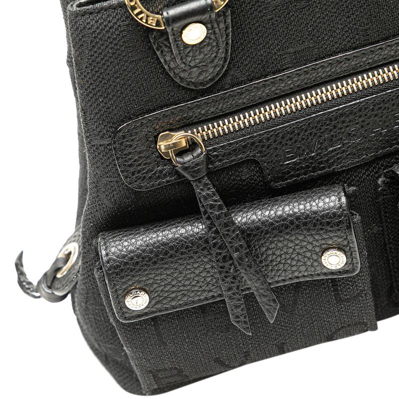 BVLGARI（ブルガリ） モノグラム ロゴマニア ハンドバッグ ブラック