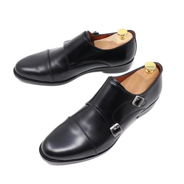 GLENFORD 本革 ダブルモンクストラップ レザーソール 革底 ハンド