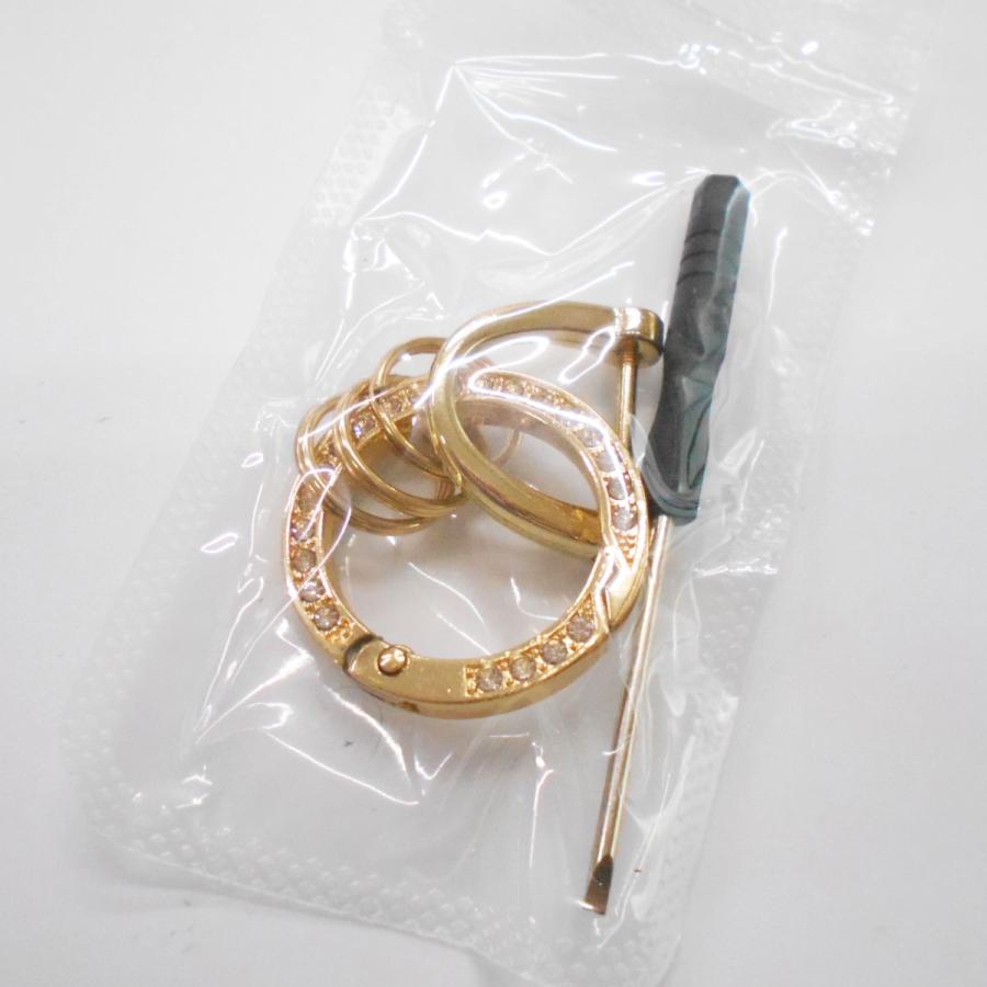 キーホルダー ／ゴールド／ ラインストーン Dカン カラビナ スマート