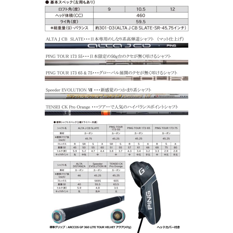 G425 ピン MAX ドライバー PING TOUR 173-55 / 173-65 173-75 シャフト