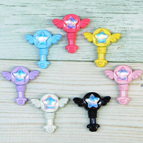 カラフル ステッキ 杖 オーロラパーツ スター 星 羽根 マジック 魔法