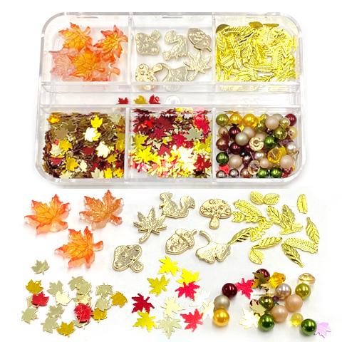 秋 紅葉 もみじ 葉っぱ 木の実 オータム 森 レジン ホログラム