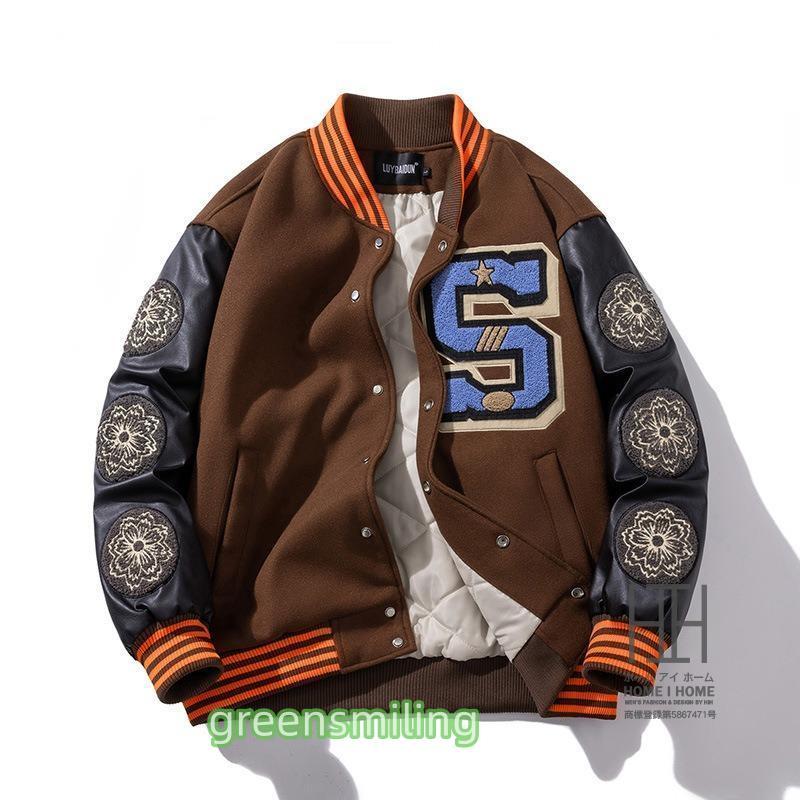 J.PRESS スタジャン 袖レザー ワッペン 裏地キルティング ブラウン L J