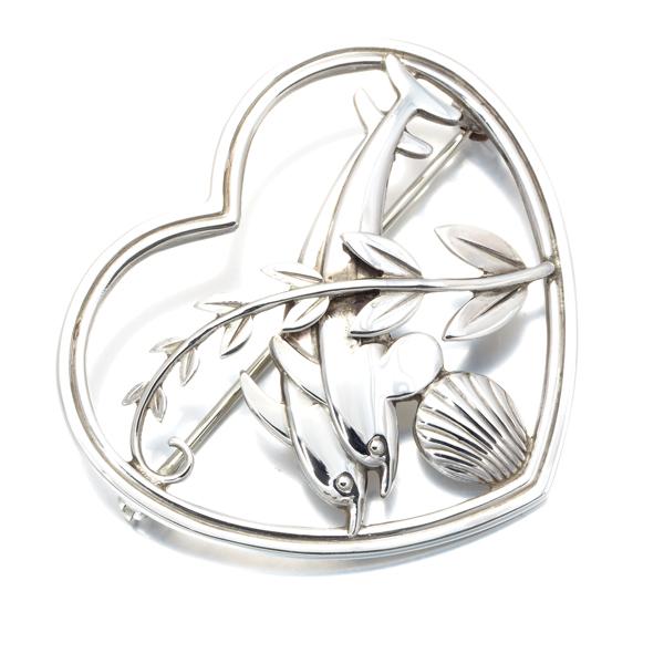 ジョージジェンセン イルカ ハート シェル リーフ ブローチ 312 925