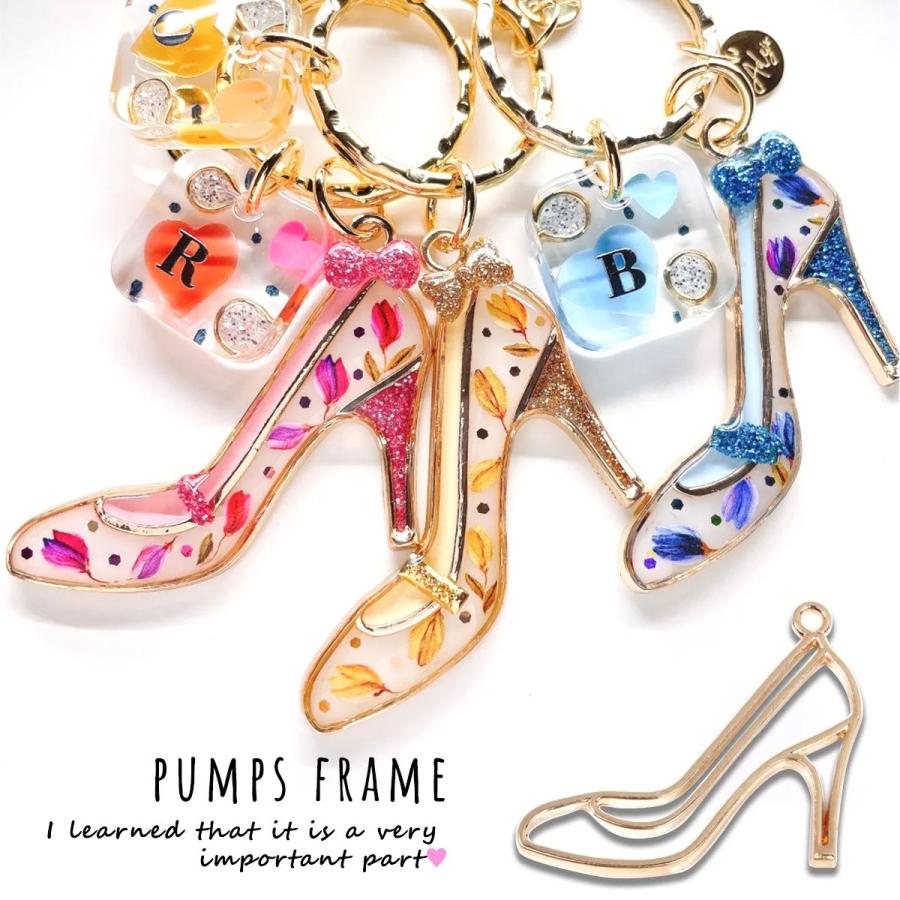 空枠 パンプス レジン枠 フレーム きれいめゴールド メタルフレーム