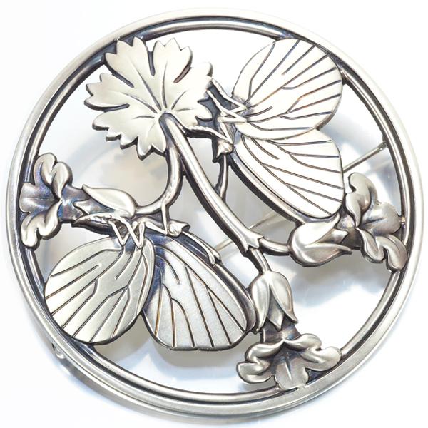 美品 大振り ジョージジェンセン 283 ブローチ 蝶と花 アーノマリノウ