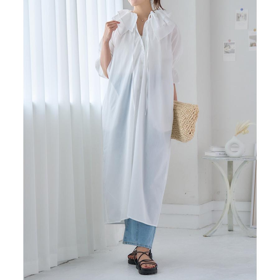 フリル袖ワンピース フリル 襟 ワンピース シャツワンピース 春 夏