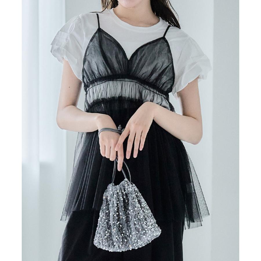 ビスチェ キャミソール チュールレース トップス 重ね着 レイヤード