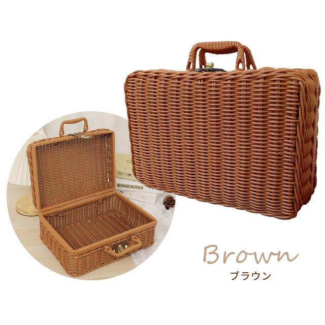 ピクニックバスケット かごバッグ Mサイズ トランク型 インテリア 収納