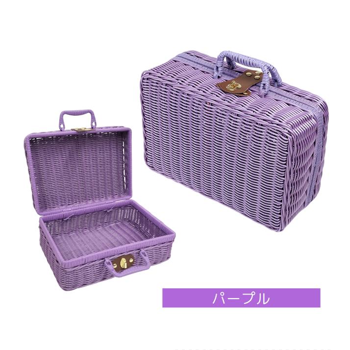 ピクニックバスケット かごバッグ トランク Mサイズ ブルー ピンク