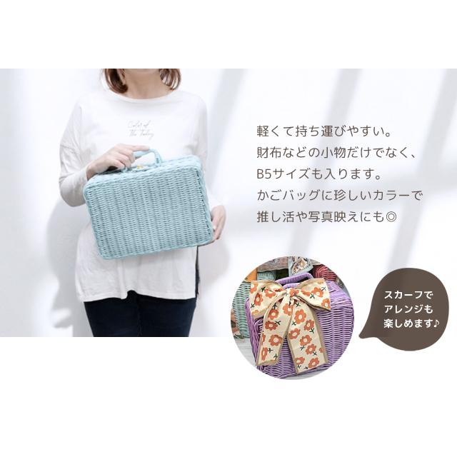 ピクニックバスケット かごバッグ トランク Mサイズ ブルー ピンク