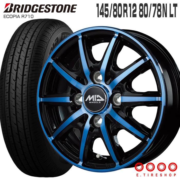 エコピア R710 145/80R12 80/78N MID WHEELS RX10-K ブラック