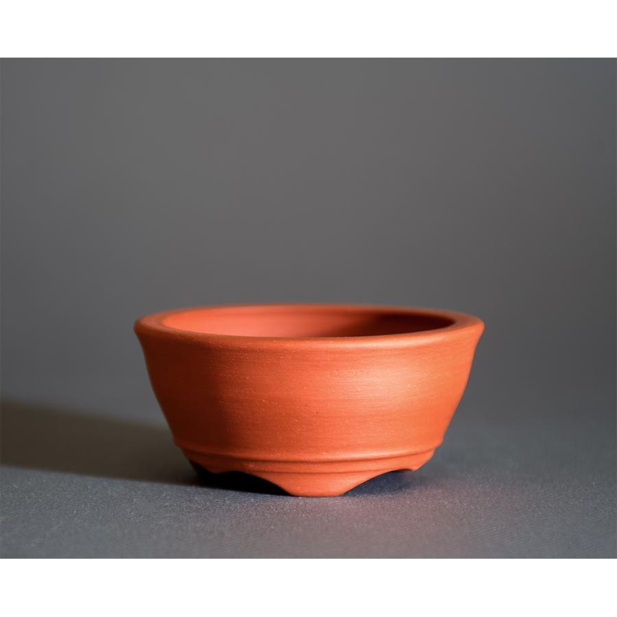 泥鉢 朱泥丸盆栽鉢 朱泥鉢 ミニ盆栽鉢 國井正子盆栽鉢 盆栽鉢作家