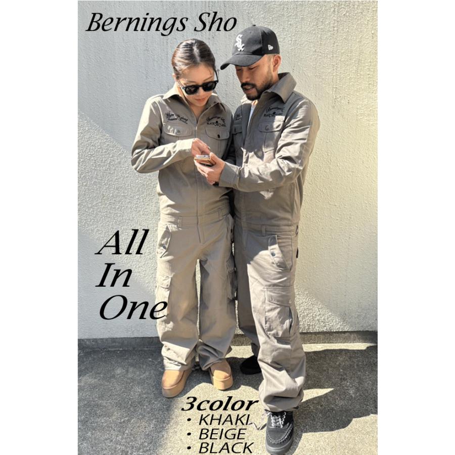 BERNINGS-SHO つなぎ スカル 刺繍 オールインワン 襟付き メンズ