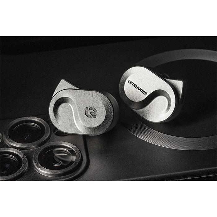 LETSHUOER S08 Silver 有線イヤホン カナル型 耳かけ型 シュア掛け リ