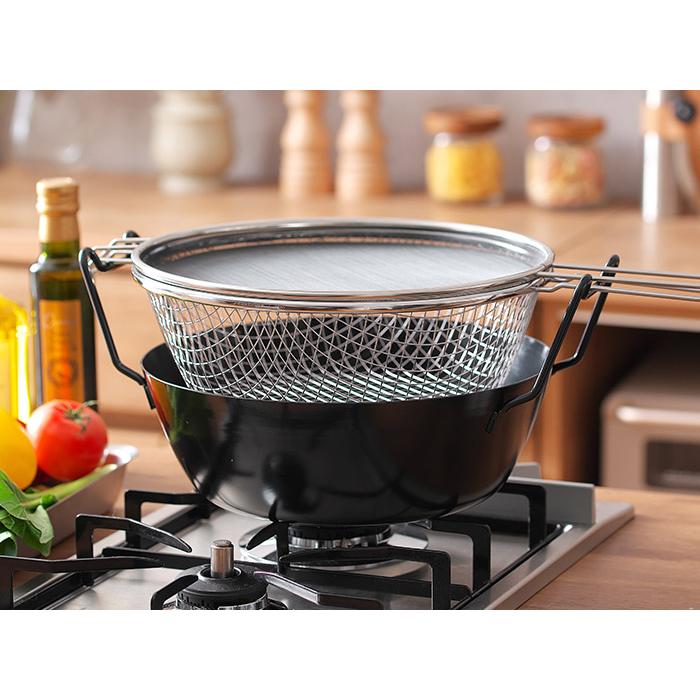 la base ラバーゼ 鉄揚げ鍋 28cmセット LB-099 油はね防止ネット 揚げ