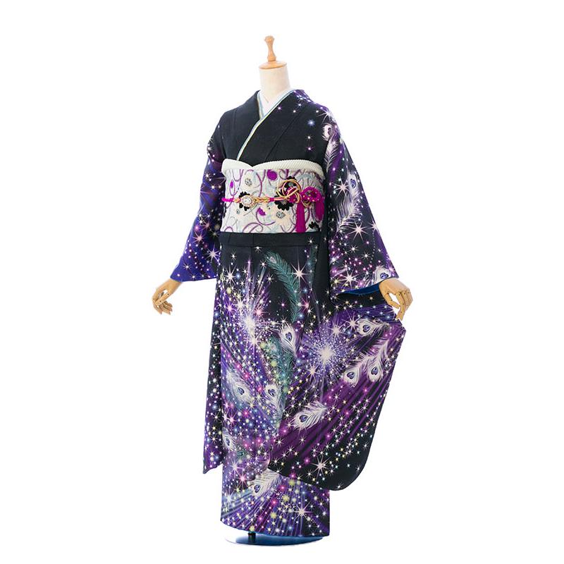 2〜12月】正絹振袖|着物レンタル|153〜165cm|振袖フルセット(黒系