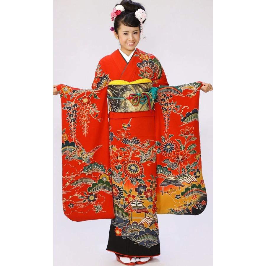 振袖レンタル【2月〜12月】 赤地 紅型 沖縄 結婚式 成人式 結納 卒業式