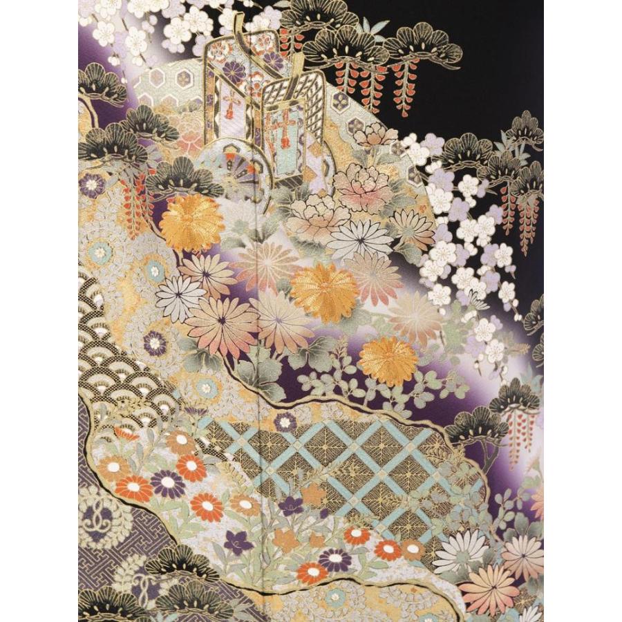 Mサイズ 金彩 銀彩 瑚粉 金駒刺繍柄の黒留袖フルセット(黒)|黒留袖 MT