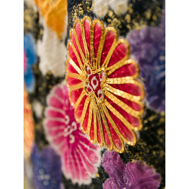 総絞り 正絹|160〜168cm|11〜15号|振袖フルセット(紺系)| 大きいサイズ