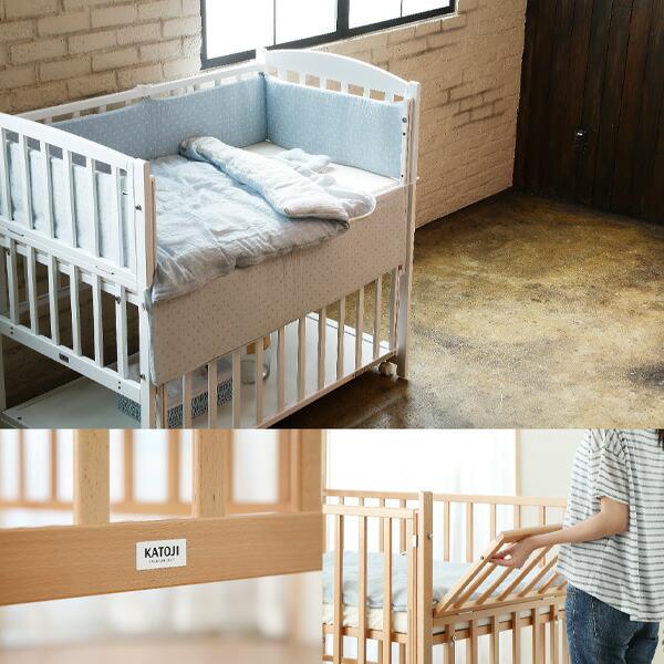 カトージ（KATOJI） ベビーベッド ツーオープン 収納板付 (生後24ヶ月