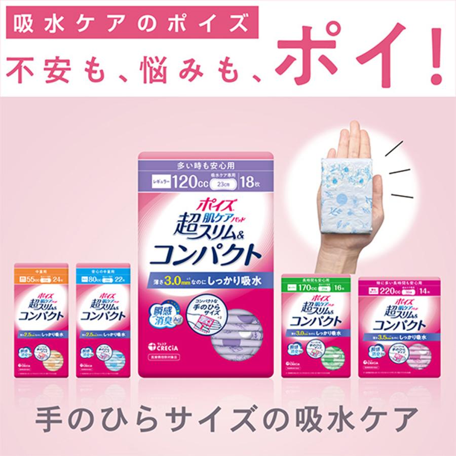 ポイズ 肌ケアパッド 超スリム＆コンパクト 中量用 (吸水量目安55cc