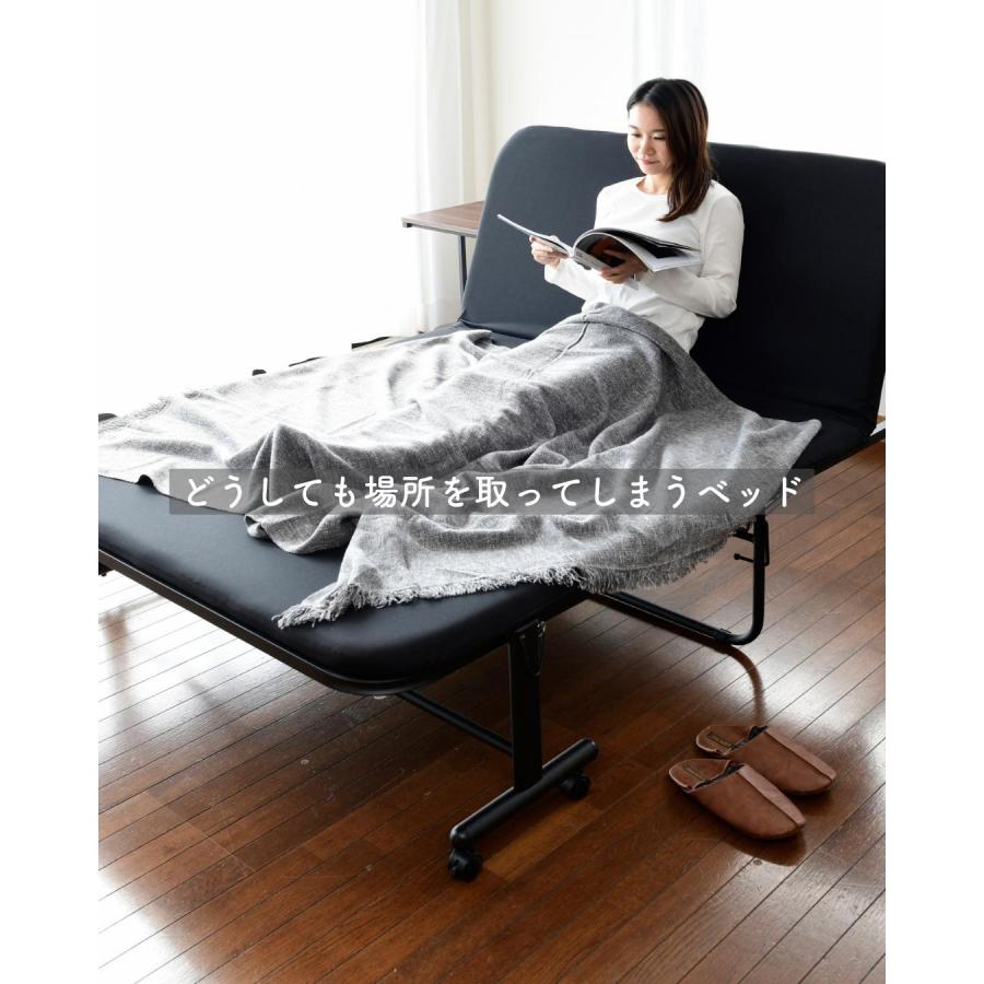 山善（YAMAZEN） 折りたたみベッド セミダブル ハイタイプ 組み立て