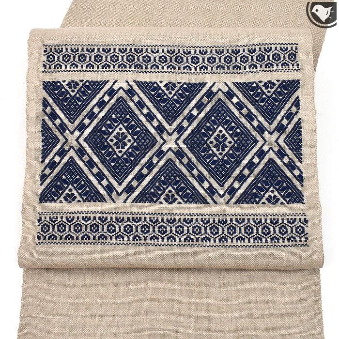 津軽こぎん刺し 藍染め 九寸 名古屋帯 日本製【帯専門店おびや】お