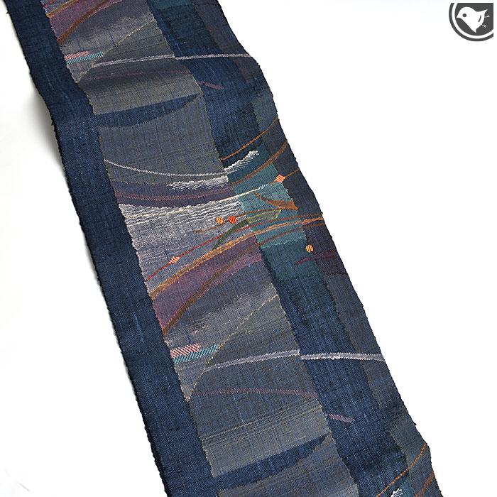 訳あり帯！)西陣織 老舗 渡文 謹製 手織り 真綿紬 八寸 名古屋帯（お