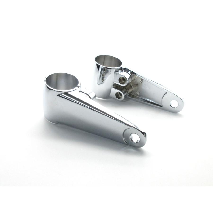 アルミ製 ビンテージ ヘッドライトステー 35〜41mm 左右◇汎用 35パイ