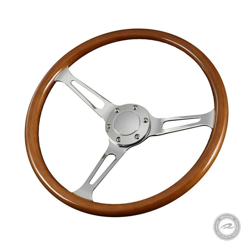 ウッドステアリング 37.5Φ ウッド＆ポリッシュ クラッシックタイプ 大