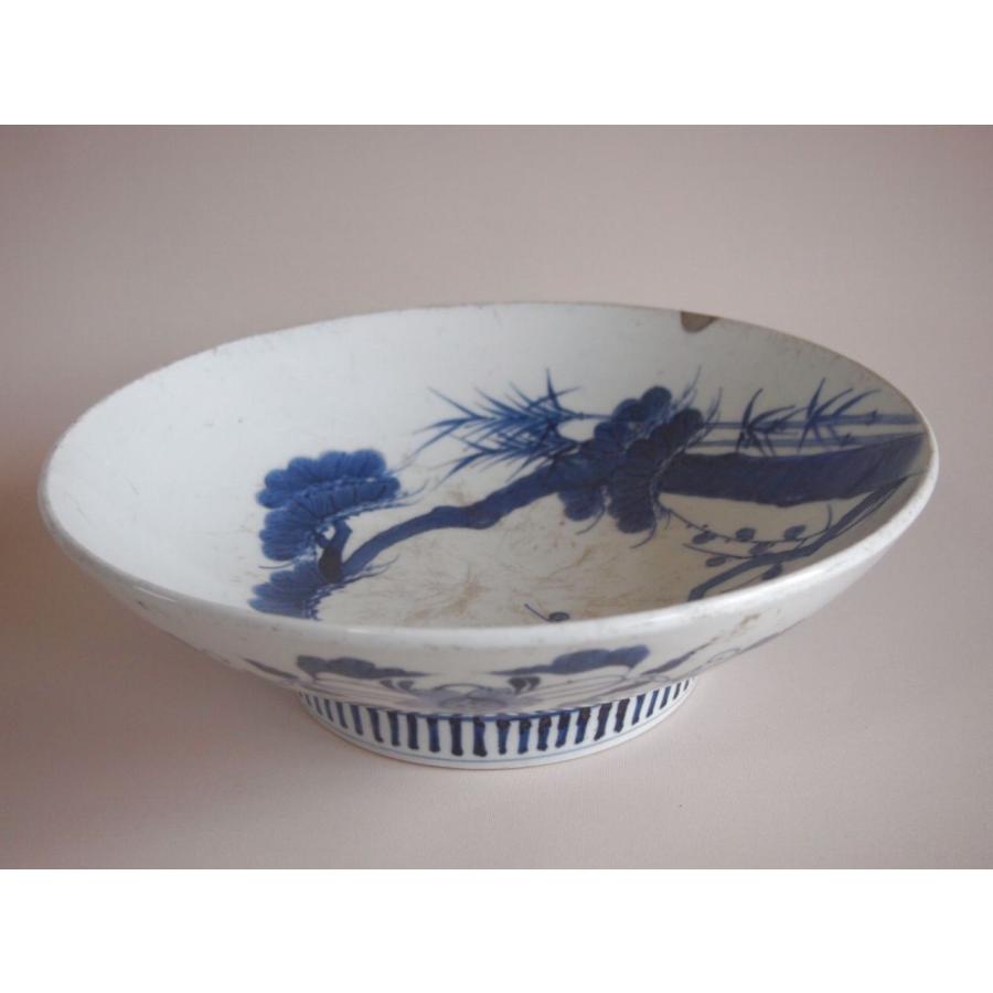 江戸時代 鍋島焼 染付松竹梅図大皿 29cm 空白の美 吉祥 縁起物 有田