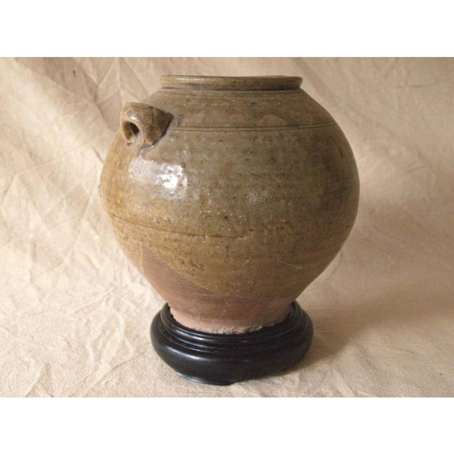 貴重 古越磁 晋代越州窯青磁二耳壺16.5cm 罐 中国古美術 古玩 骨董