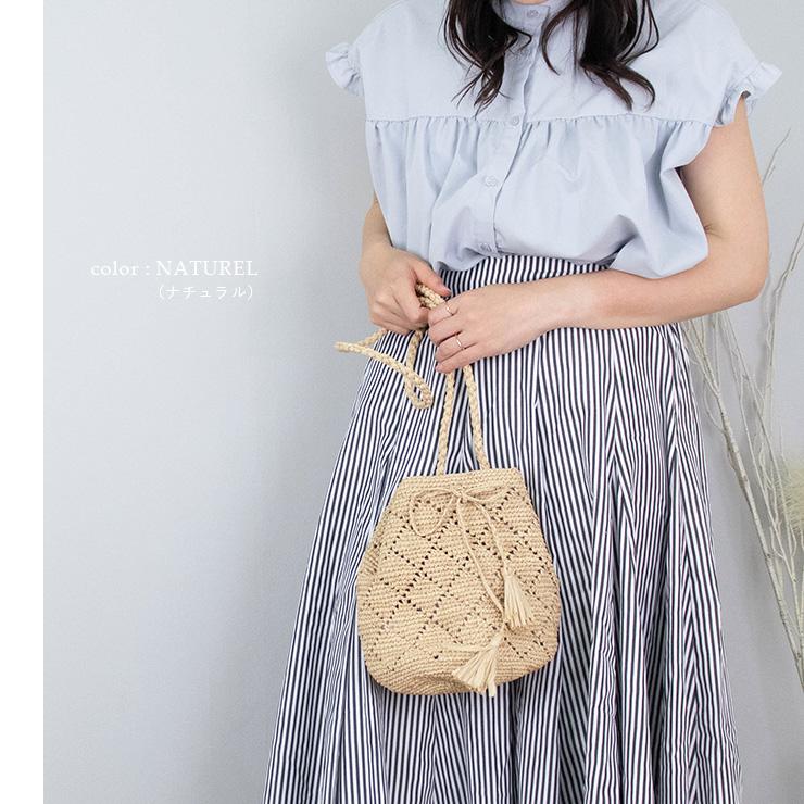 かごバッグ ショルダー 巾着 ブランド レディース ラフィア 斜め掛け