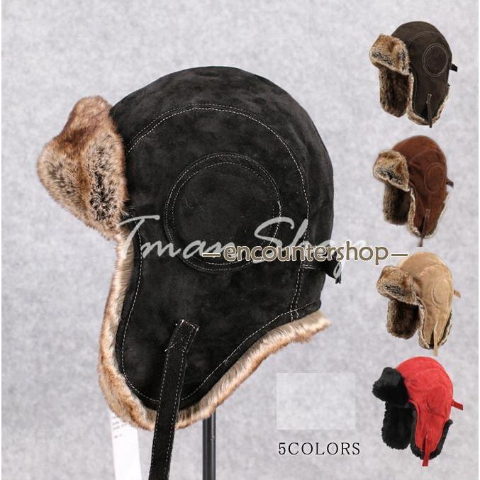 フライトキャップ ファー 帽子 レザー パイロット メンズ レディース