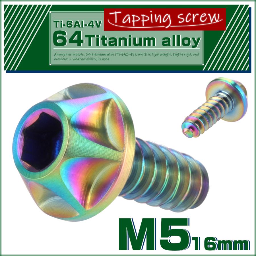 タッピングネジ M5×16mm チタン ビス スクリュー 焼チタン風 虹色
