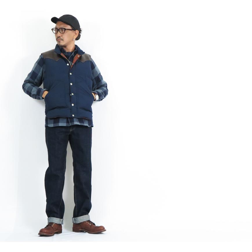 SUGAR CANE シュガーケーン ダウンベスト レザーヨーク T/C クロス 革