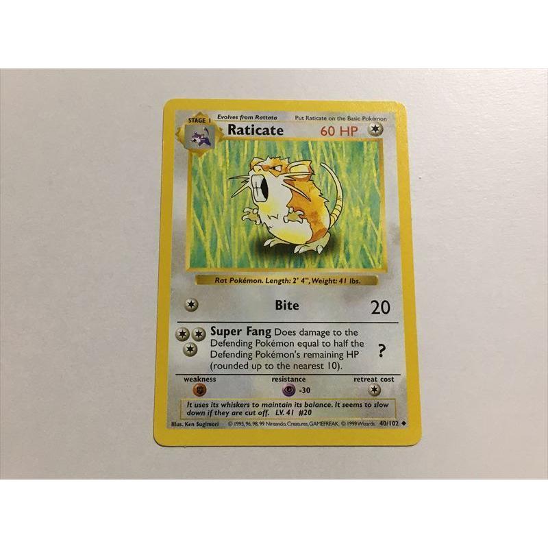U188【ポケモン カード】 英語版 海外 Raticate ラッタ 40/102 旧裏面