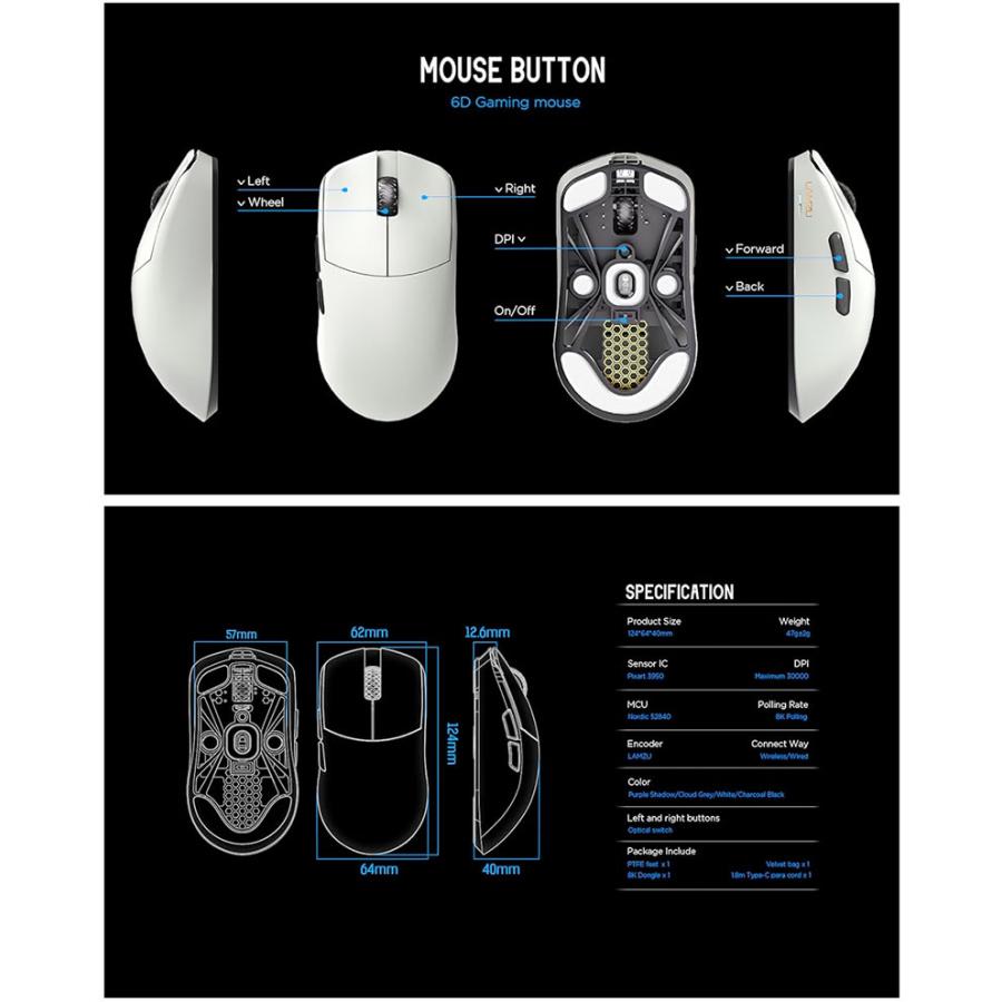 LAMZU LAMZU Maya X 8Kレシーバー付属 ワイヤレスゲーミングマウス
