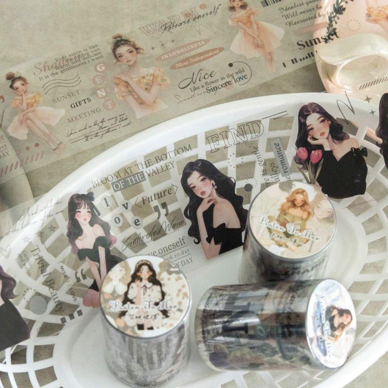 コラージュ 素材 マスキングテープ マステ 人物 女性 女の子 かわいい