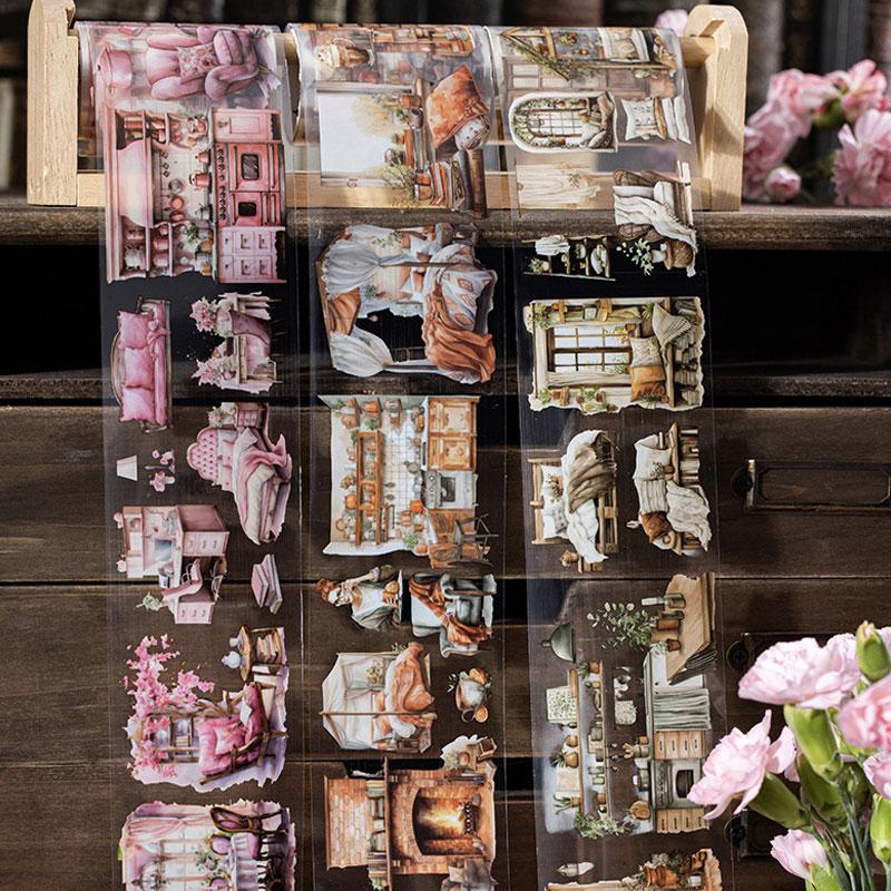 コラージュ 素材 マスキングテープ マステ 部屋 インテリア 本屋 本棚