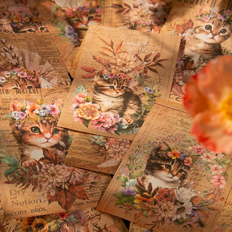 コラージュ 素材 デザイン ペーパー 猫 ネコ ジャンクジャーナル