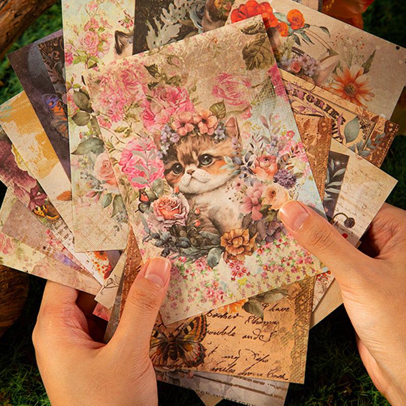 コラージュ 素材 デザイン ペーパー 猫 ネコ ジャンクジャーナル