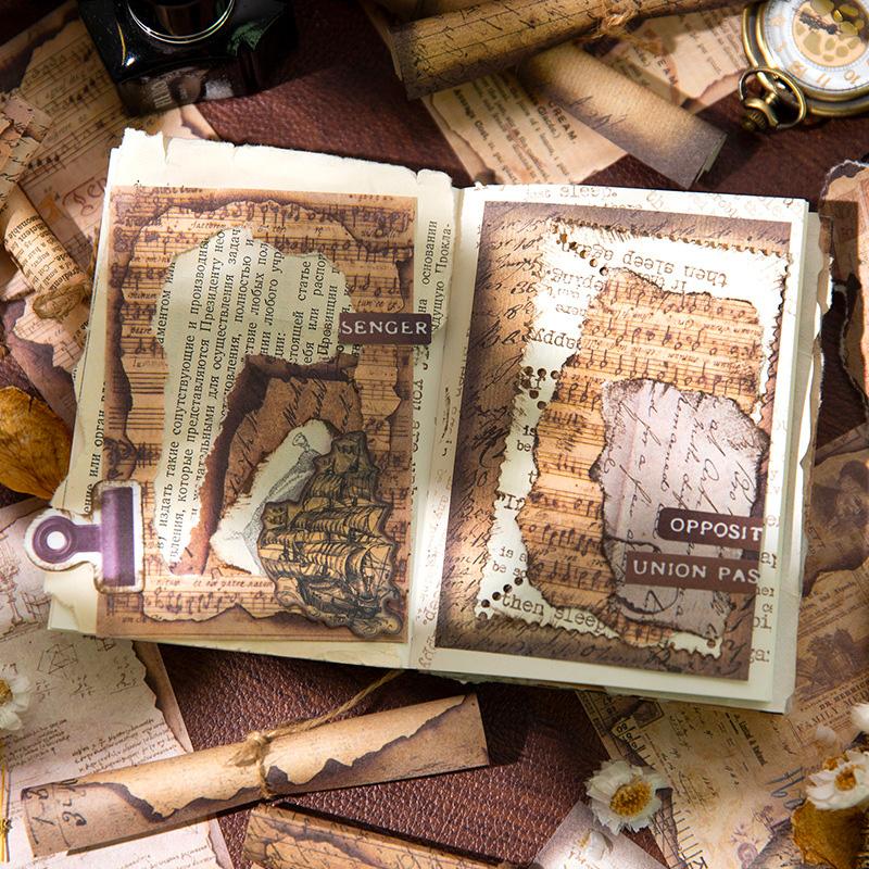 コラージュ 素材 デザイン ペーパー 手紙 英字新聞 楽譜 ジャンク