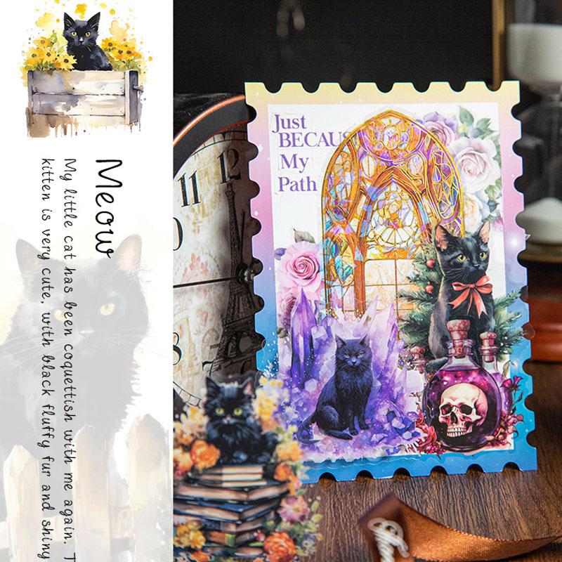 コラージュ 素材 シール 猫 ネコ ねこ 黒猫 ジャンクジャーナル