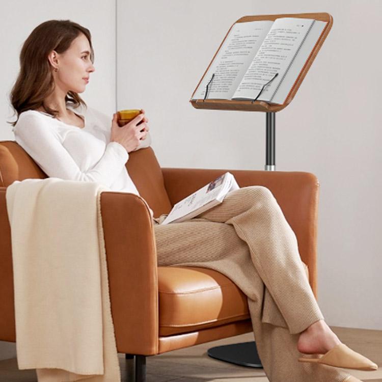 読書用 ブックスタンド 昇降式 サイドテーブル 角度調整 本立て 木製