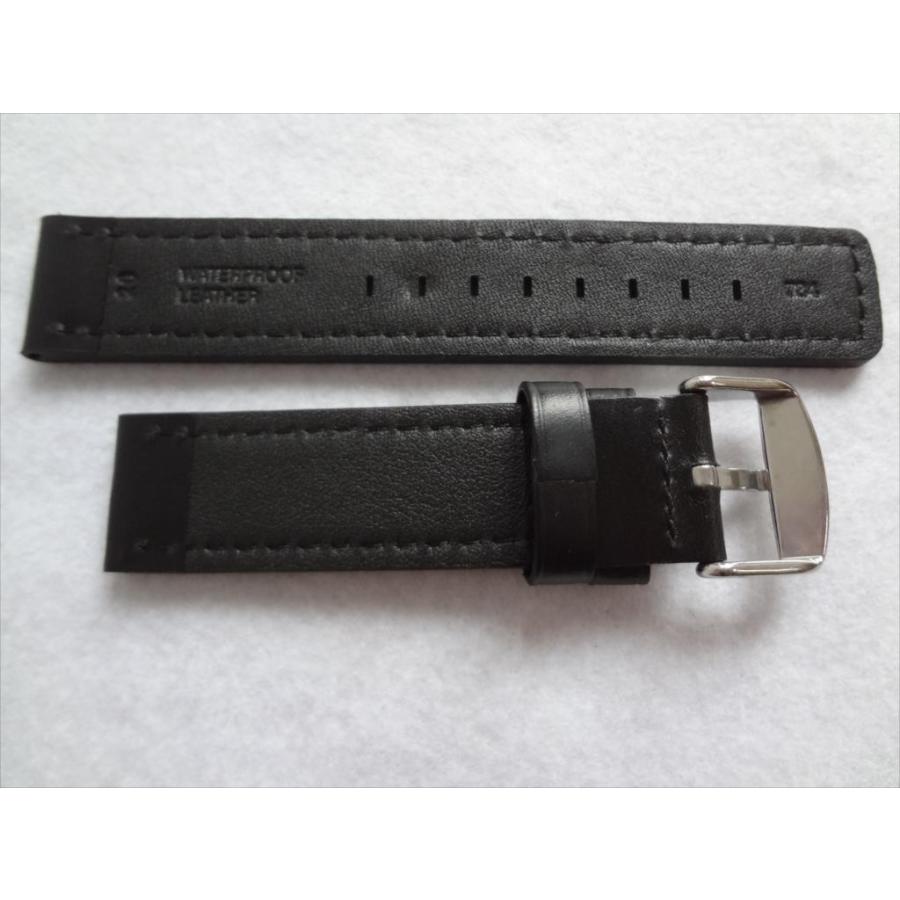 防水 腕時計レザーベルト 黒 20mm 黒色 ブラック 本革 時計バンド 剣先