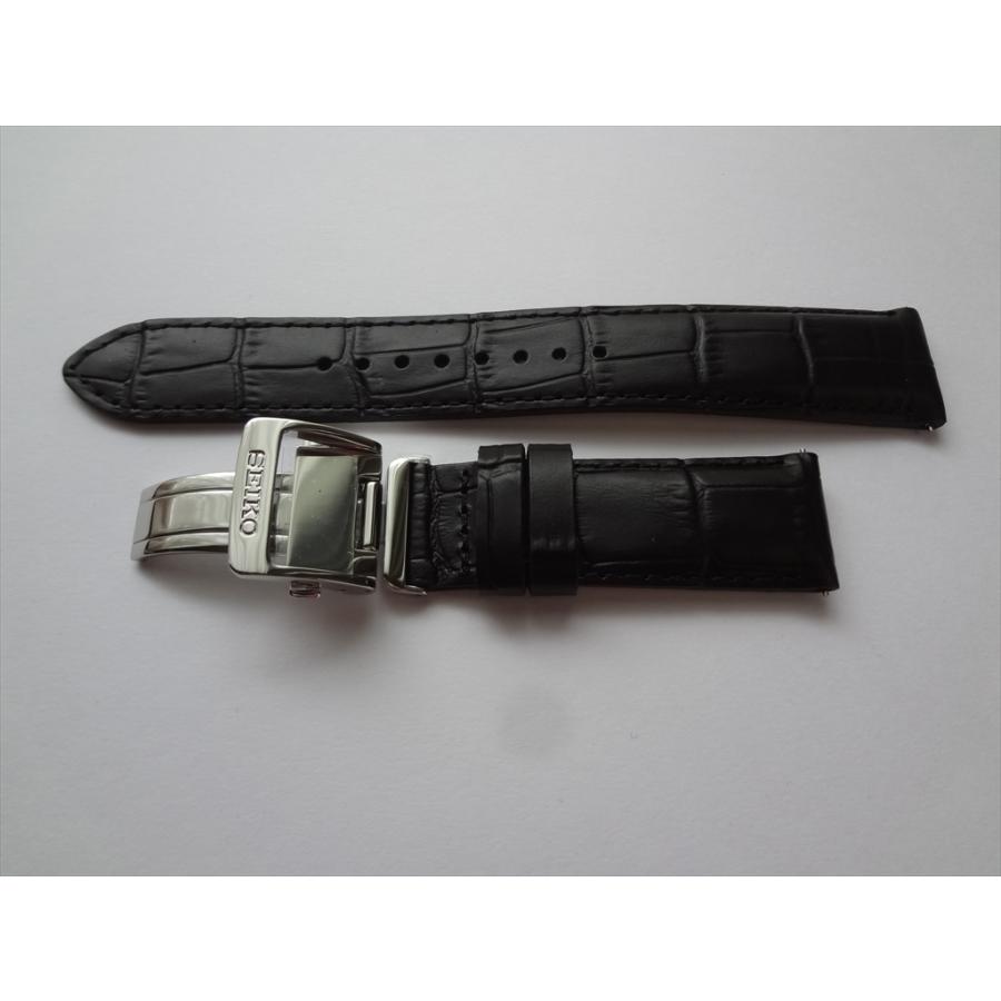 ☆在庫有 SEIKO 純正 腕時計バンド 20mm レザーベルト 黒色 ブラック D