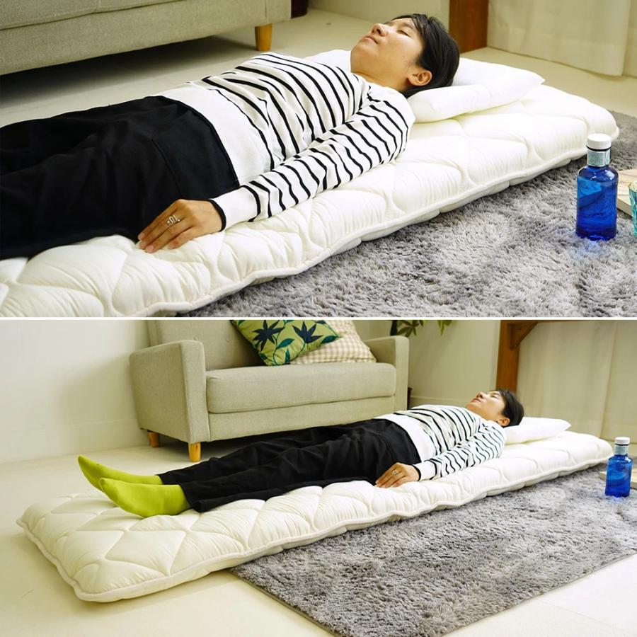 敷布団 小さめ セミシングル 70×200cm 厚さ約9.5cm 防ダニ 固わた入り